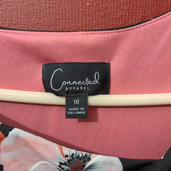 Connected Apparel Black and Pink Floral Midi Dress - Picture 4 of 11